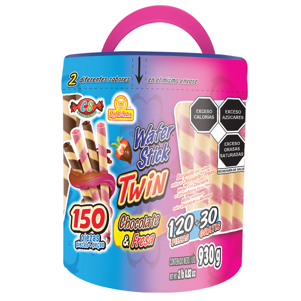 WAFER TWIN CHOC/FRESA 6/150