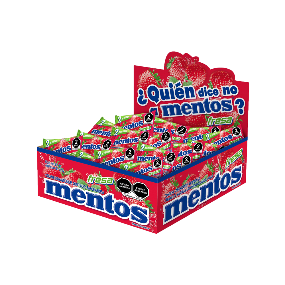MENTOS BIPIEZA FRESA 10/40