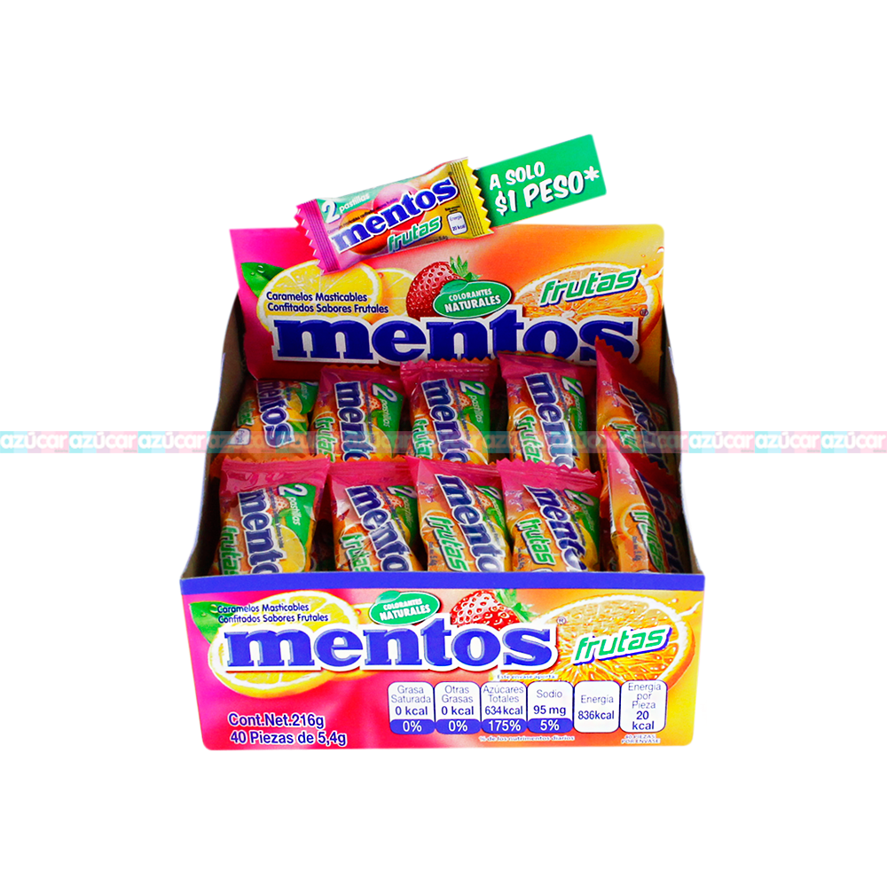 MENTOS BIPIEZA FRUTAS 10/40