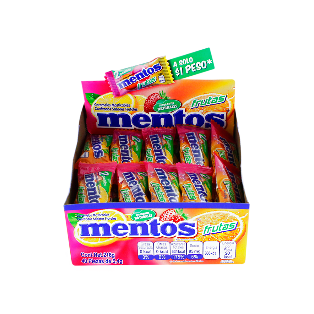 MENTOS BIPIEZA FRUTAS 10/40
