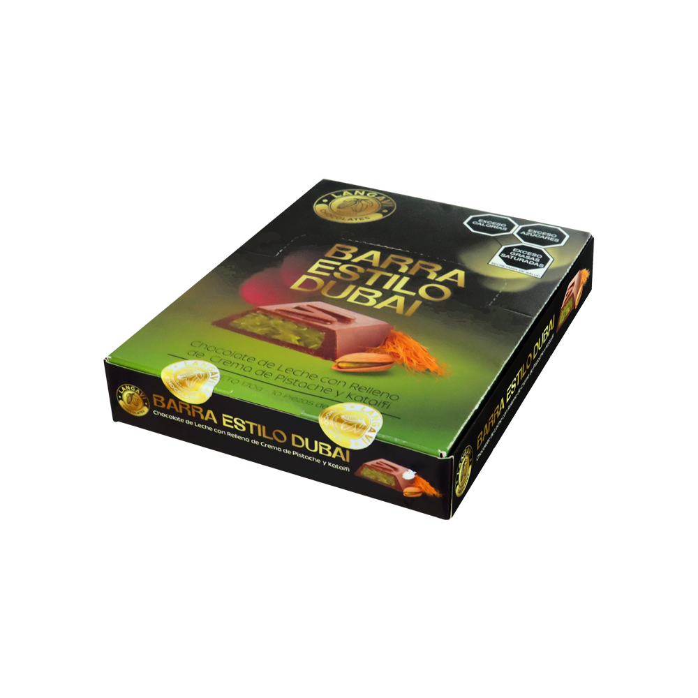 BARRA DE CHOCOLATE ESTILO DUBAI 14/10PZ