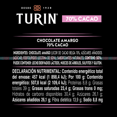 TABLILLA AMARGO 70% 16/100 GRS
