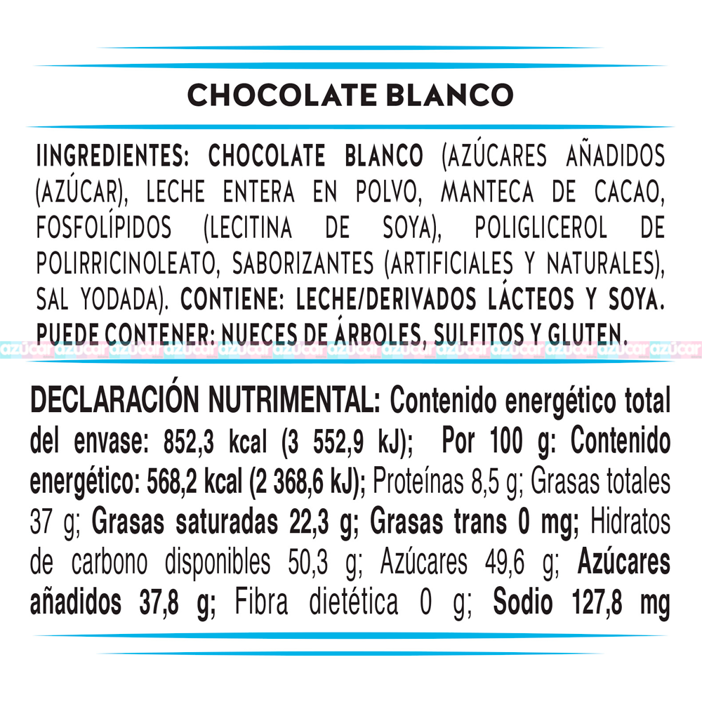 TABLILLA CHOC BLANCO 12/150g