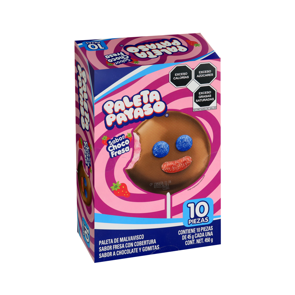 PALETA PAYASO CHOCO FRESA 12/10PZ