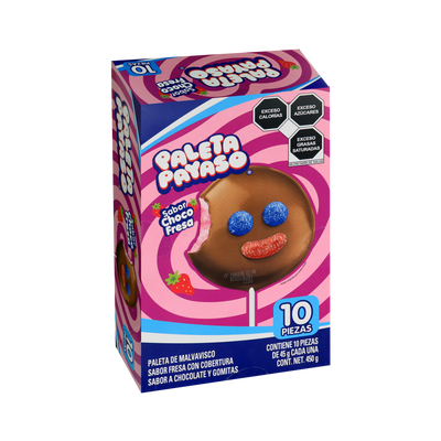 PALETA PAYASO CHOCO FRESA 12/10PZ