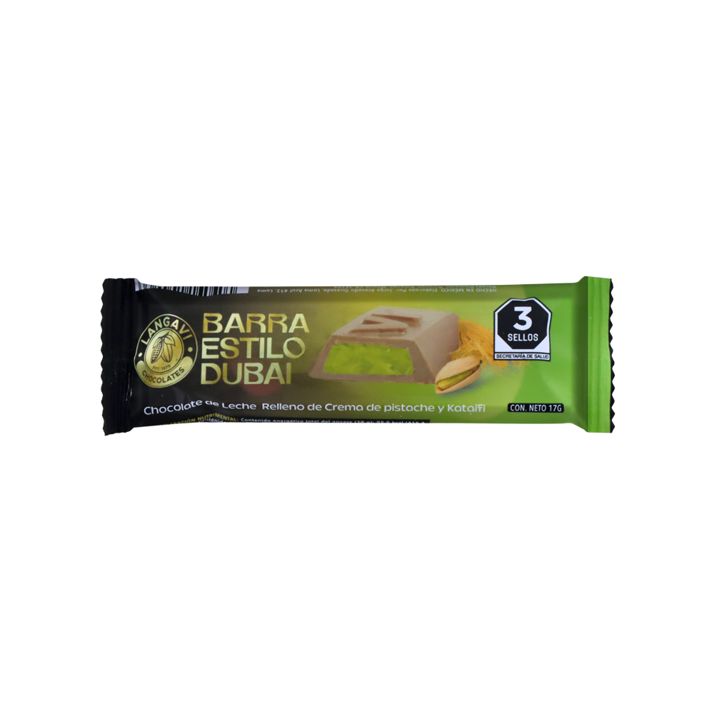 BARRA DE CHOCOLATE  ESTILO DUBAI 14/10PZ